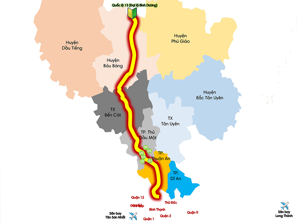 Bản đồ giá bán các chung cư tại thành phố Thủ Dầu Một, Bình Dương
