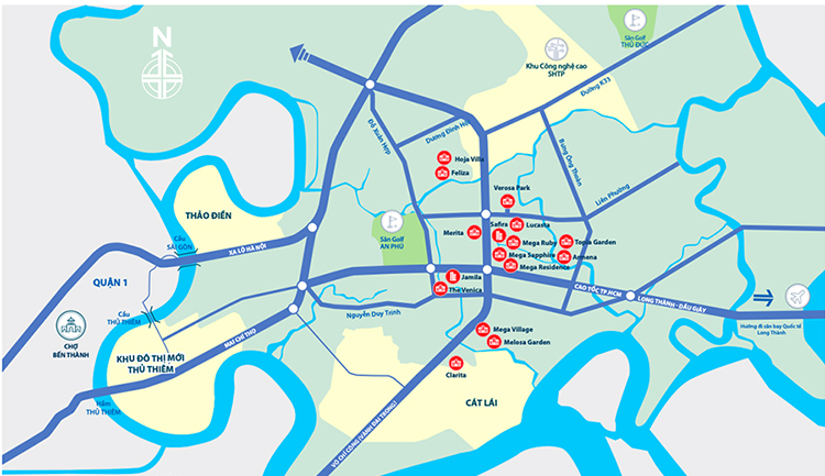Bản đồ và thông tin chi tiết nhất các dự án nhà ở của Khang Điền