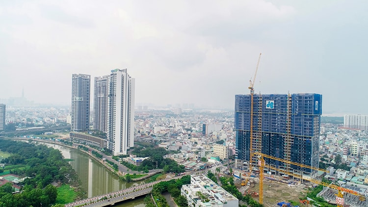 Toàn cảnh công trường dự án Sunshine City Sài Gòn nhìn từ trên cao