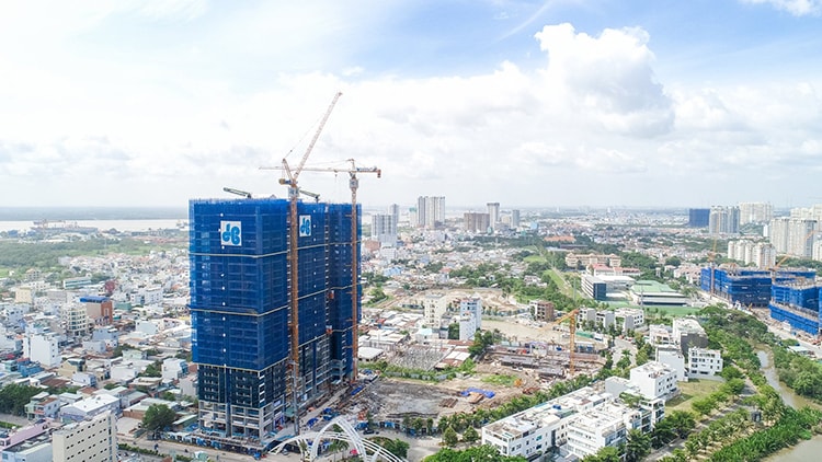 Toàn cảnh công trường dự án Sunshine City Sài Gòn nhìn từ trên cao