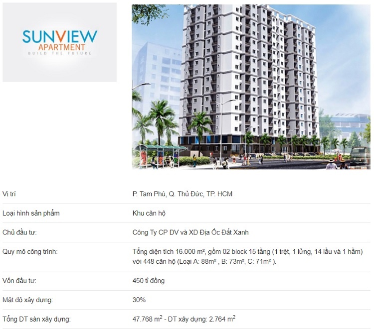 Dự án Sunview Apartment (Quận 7)