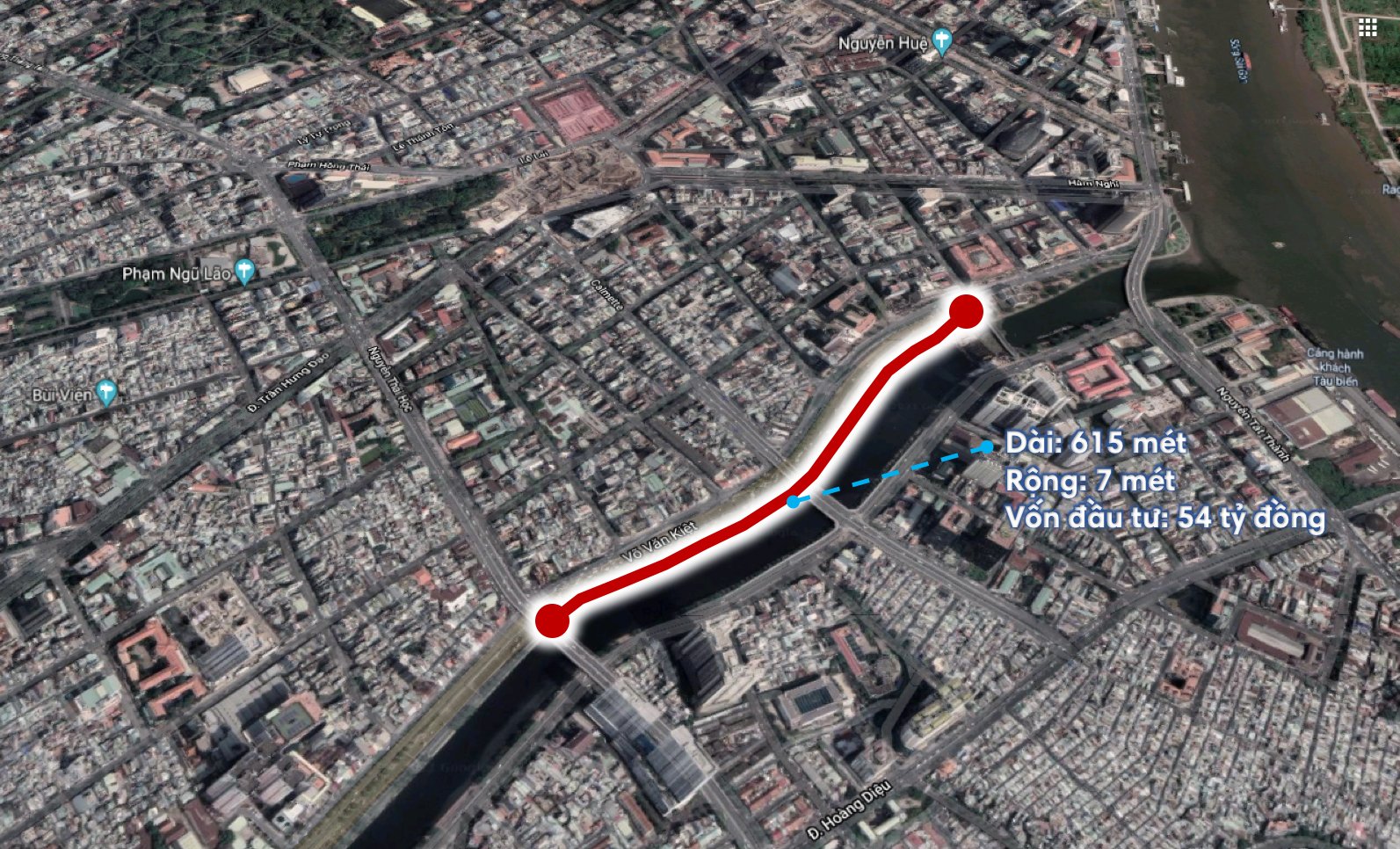 Sắp khởi công tuyến đường song hành Võ Văn Kiệt Quận 1 dài hơn 600m